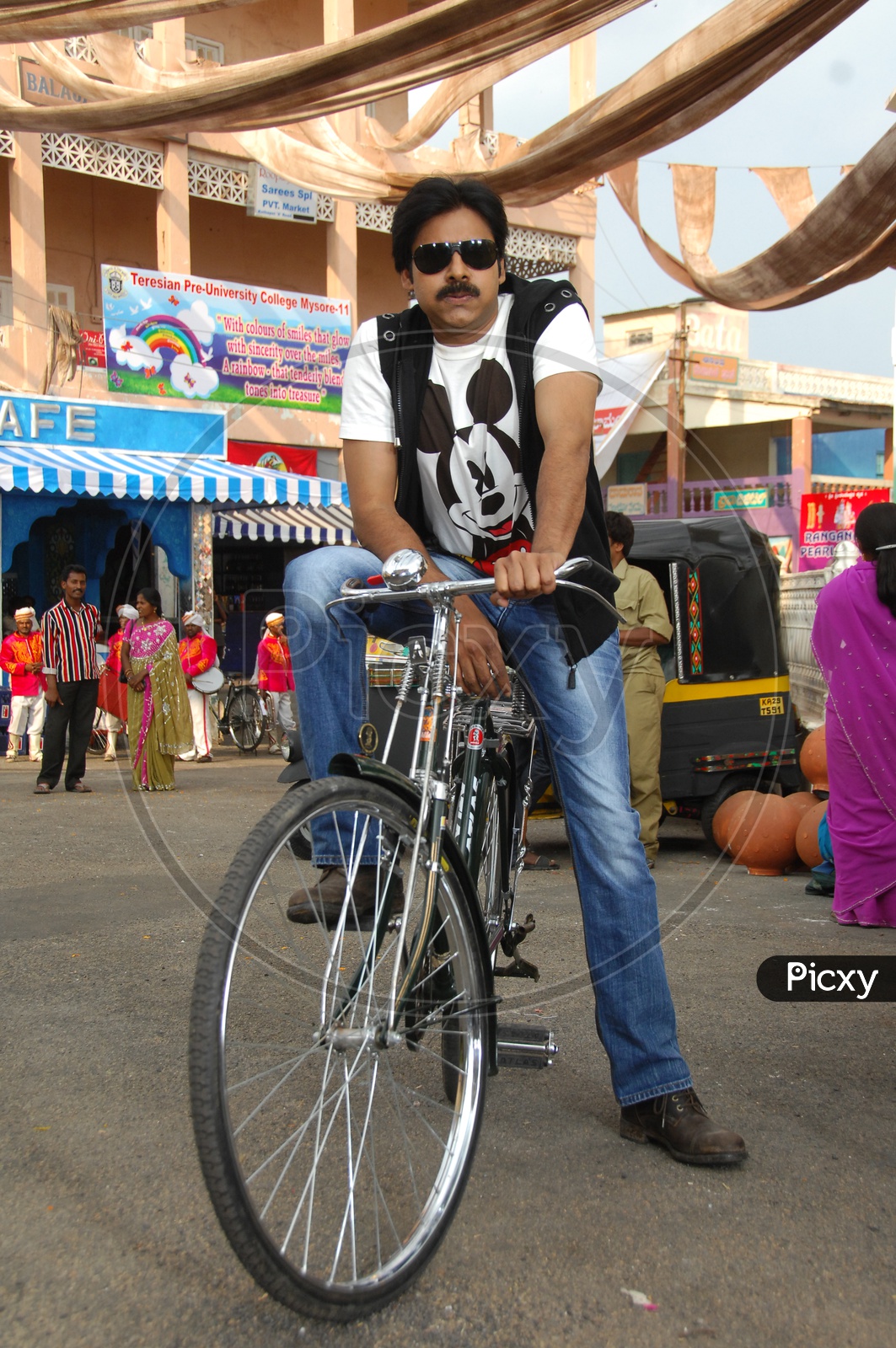 Tollywood actor Pawan Kalyan on Cycle