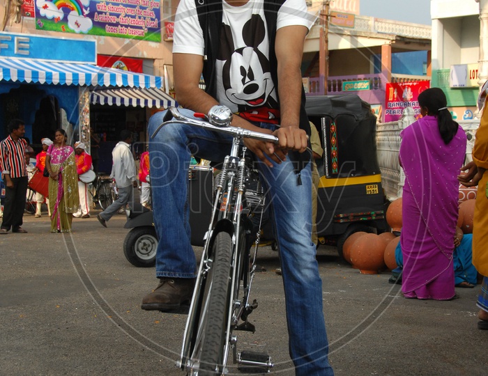 Tollywood actor Pawan Kalyan on cycle