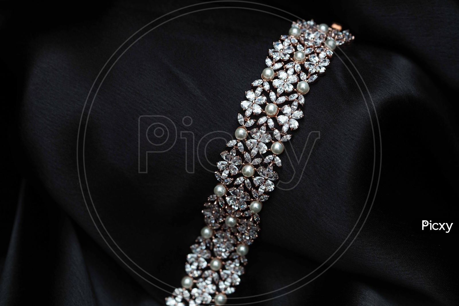 White stone and pearl bracelet