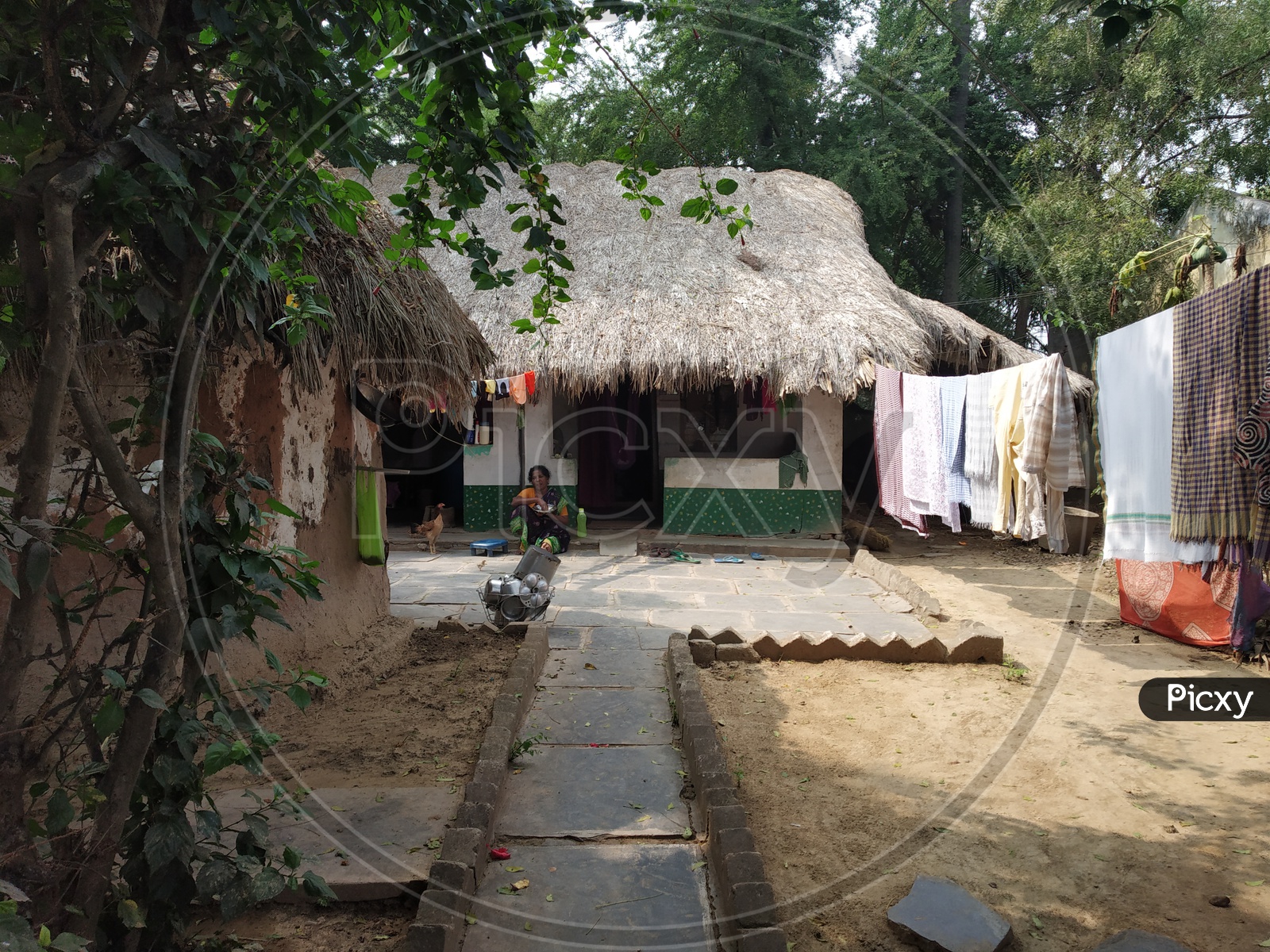 Huts Or Houses On  Rural Villages