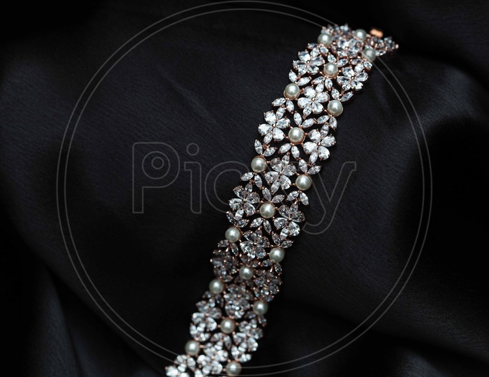 White stone and pearl bracelet