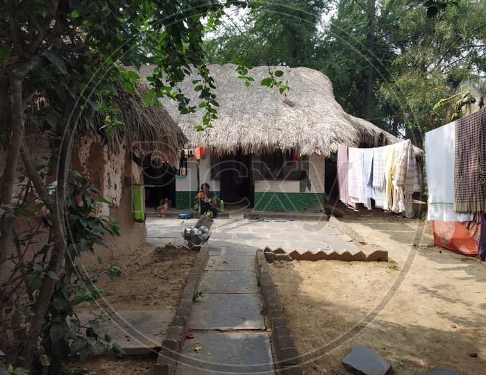 Huts Or Houses On  Rural Villages