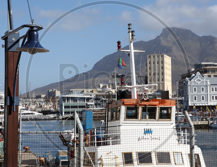 Robben Island Cruise ship alongside the harbour