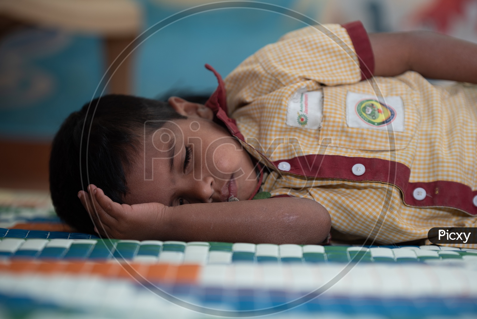 Student having nap time at an Anganwadi center