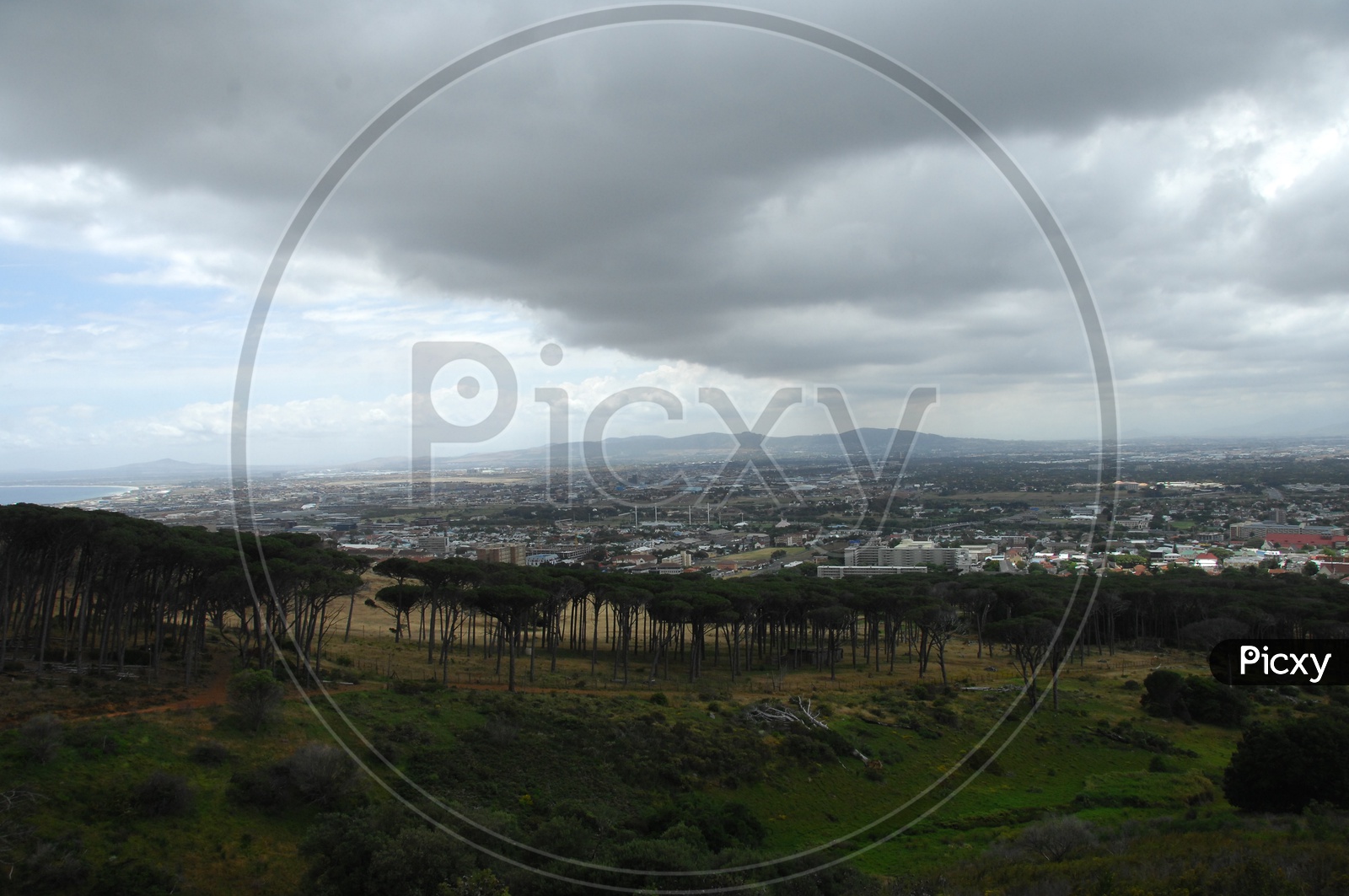 Cape town view from a hill on a cloudy day