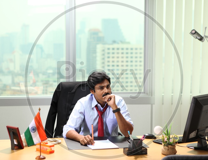 Tollywood Actor Pawan Kalyan in office set up