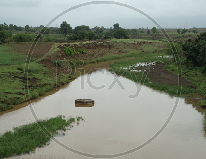 Irrigation canal in a rural area