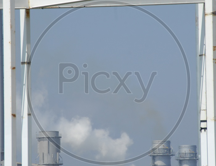 Industrial  Exhaust Towers With Thick Smoke