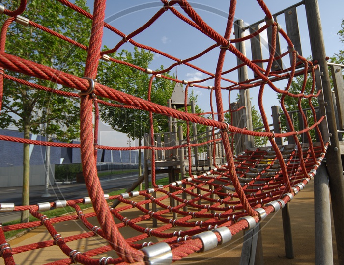 Rope bridge in a play ground