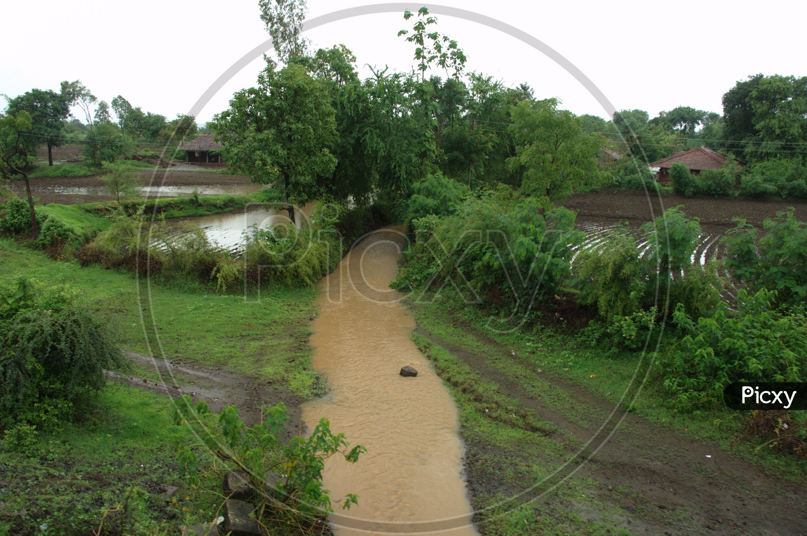 Irrigation canal in a village