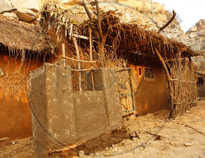 Thatched mud huts