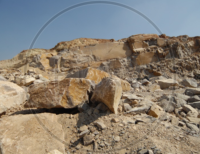 Granite rock open cast quarry