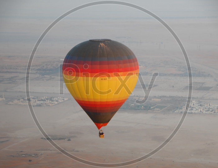 Colorful Hot Air Balloon Flying in Air