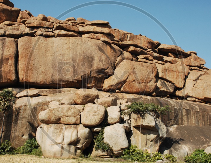 Mountain with granite boulders