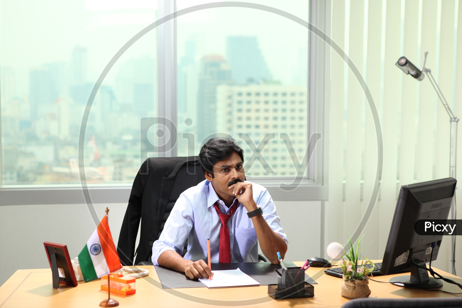 Tollywood Actor Pawan Kalyan in office set up