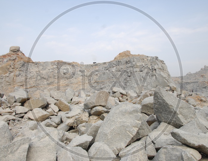 left out open area with large rocks