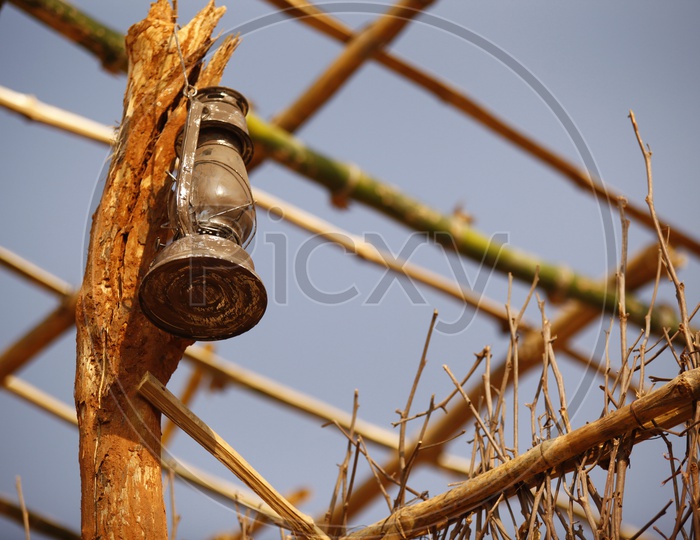Kerosene Lantern in Rural  Village