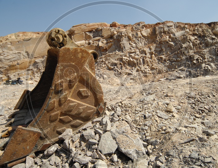 Bucket of the Bulldozer along the Granite Quarry