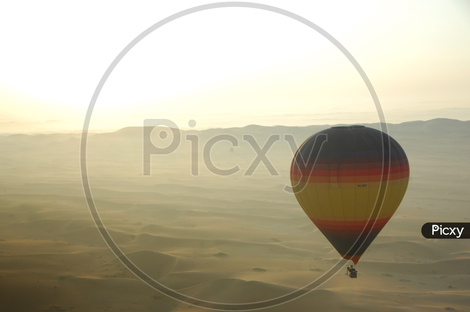 Colorful Hot Air Balloon Flying Over Dubai Desert