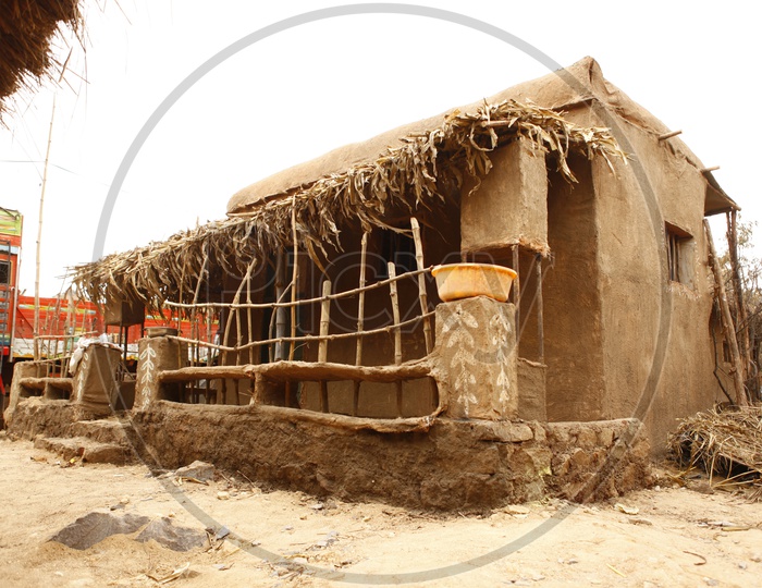 Rural Village Hut With Clay  Walls