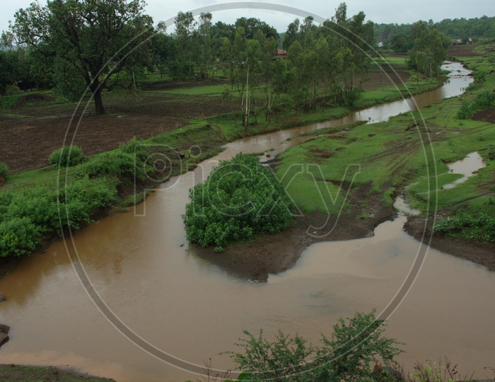 Irrigation canals in a remote area