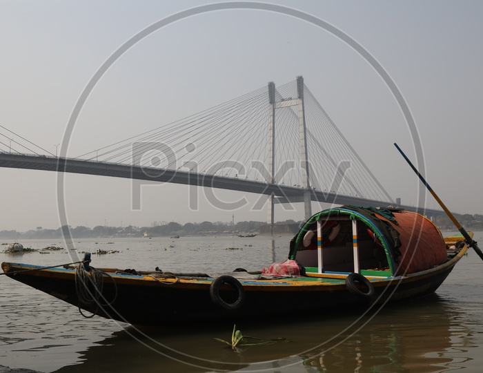 Fishing Boats At Vidyasagar Setu on river Hooghly