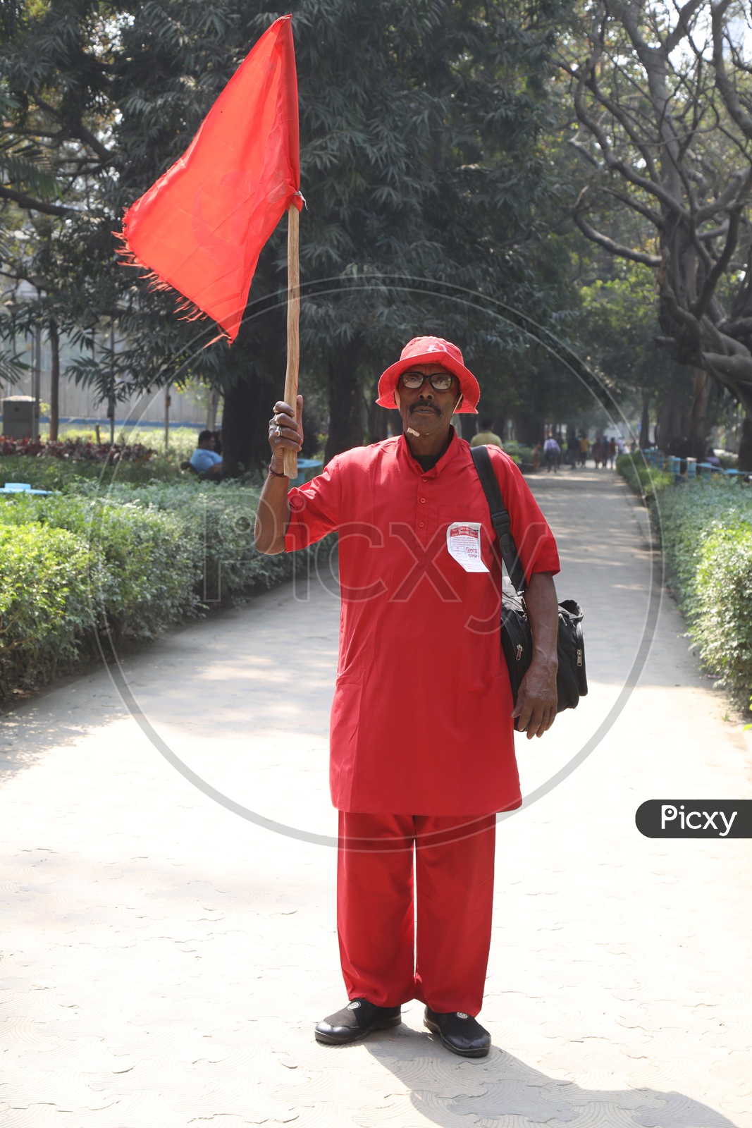 A CPI Activist With Flag In Hand