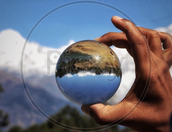 Mountain view in lensball