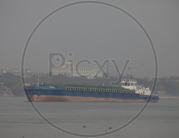 A Transport Ship Sailing in the River Hooghly