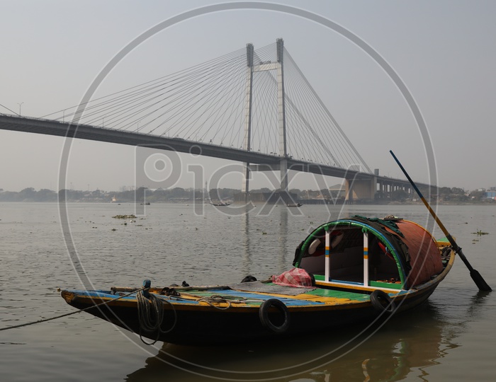Fishing Boats On the River Hooghly near Vidyasagar Setu