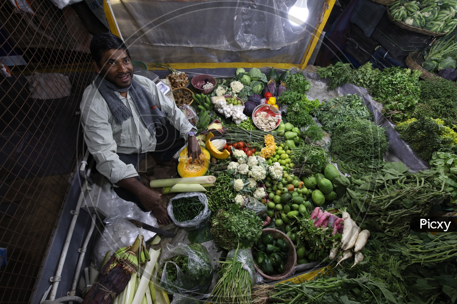 Vegetable Vendor Stall At The Floating Market