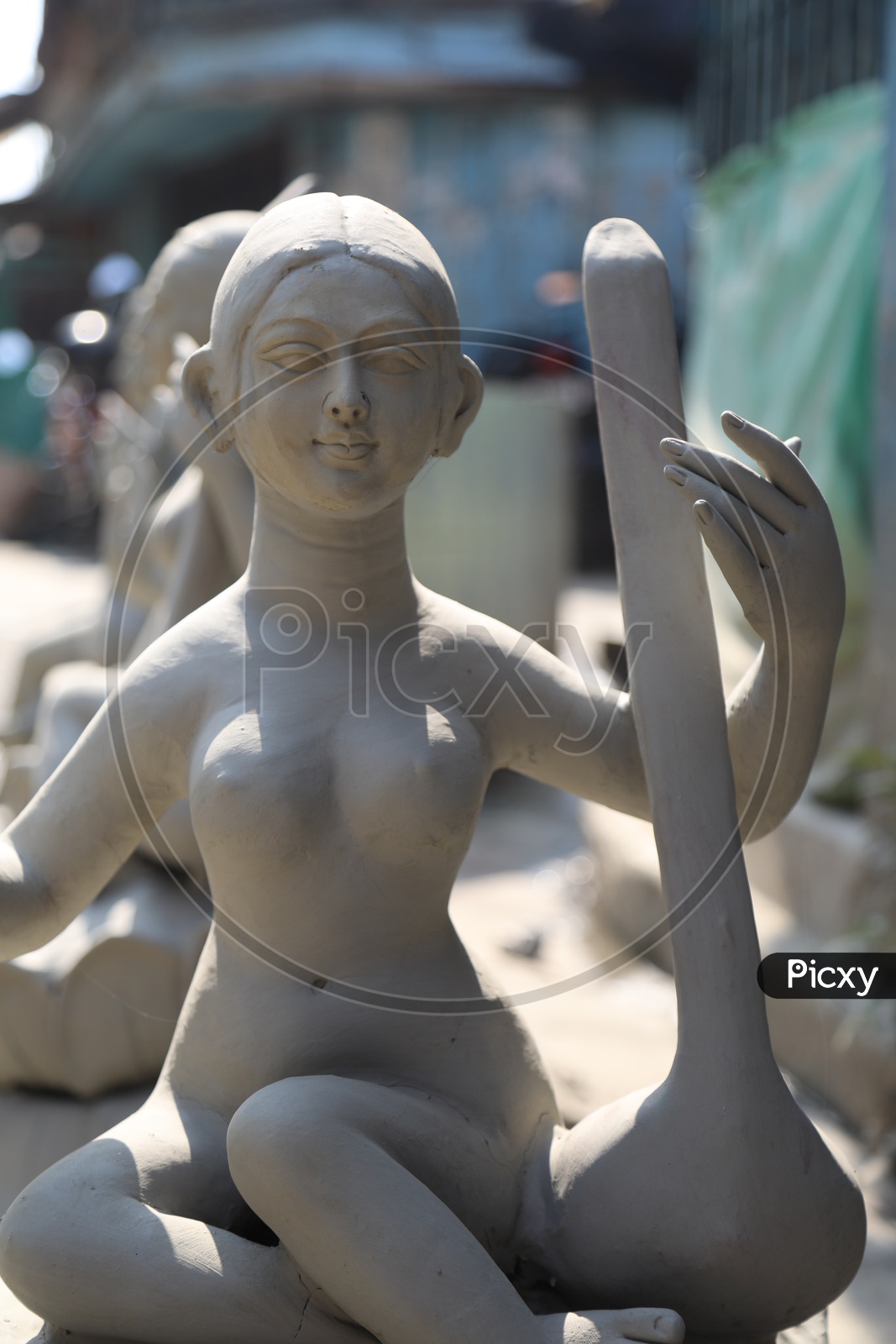 Indian Hindu Goddess Clay Idols In Making