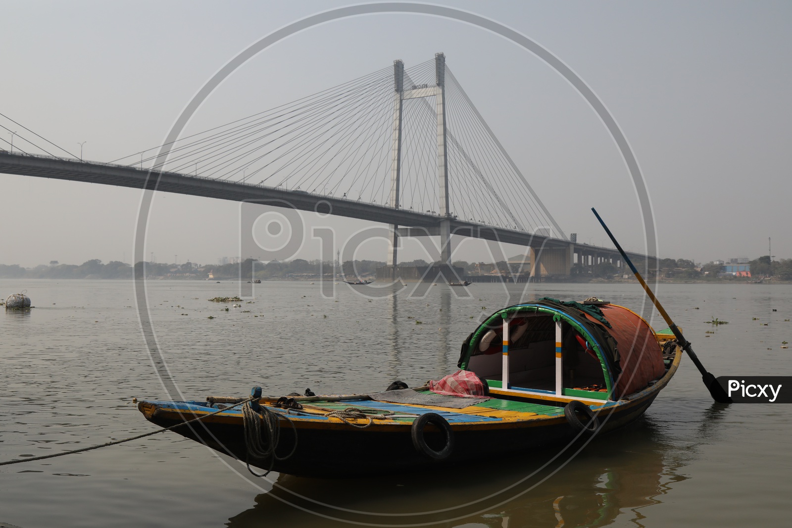 Fishing Boats On the River Hooghly near Vidyasagar Setu