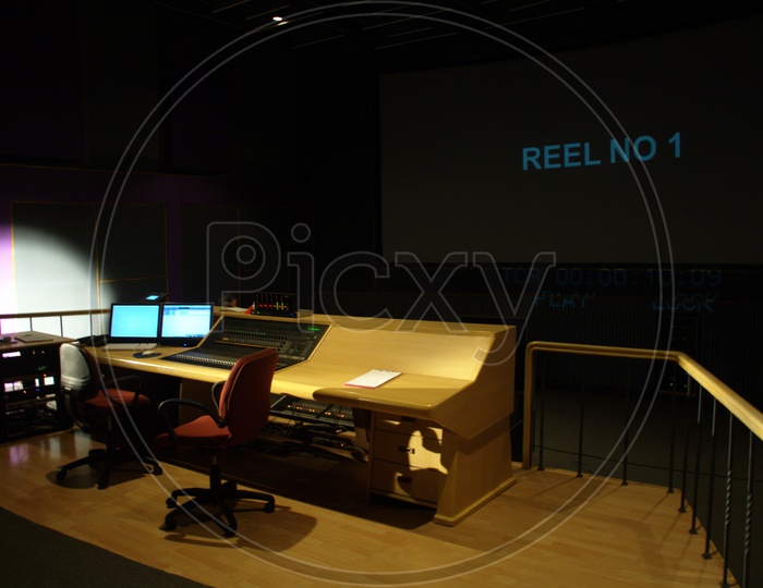 Computer monitor in a studio