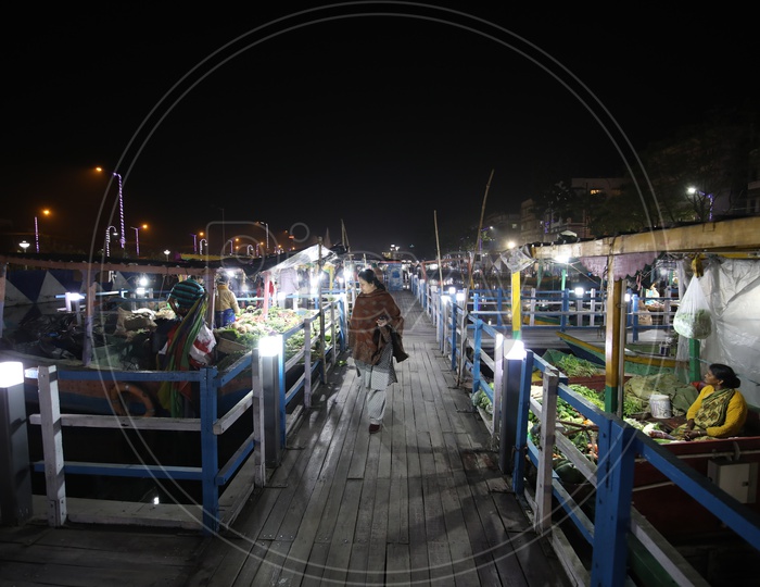 Vendor Stalls In Boats At The Floating Market