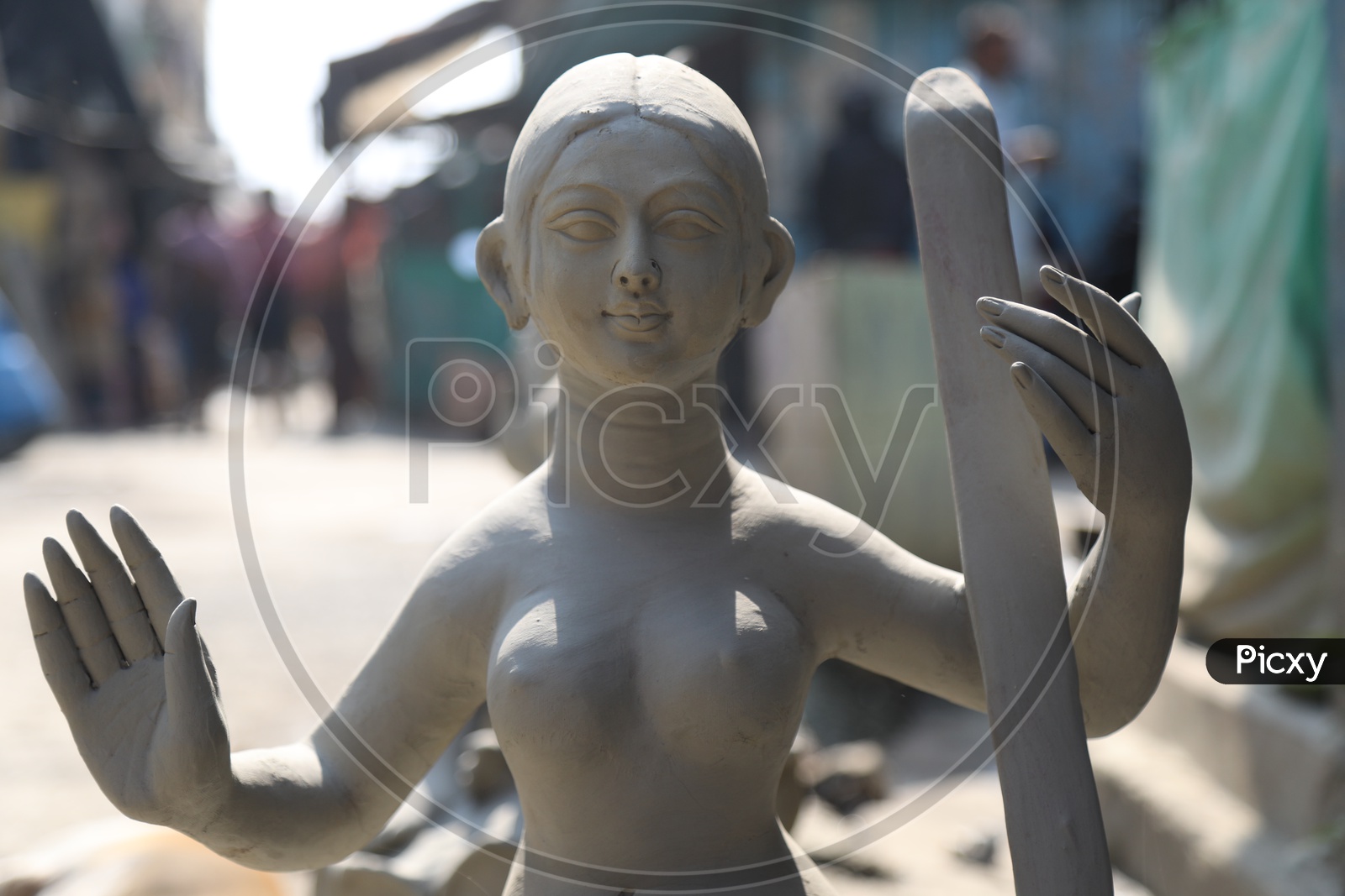 Indian Hindu Goddess Clay Idols In Making