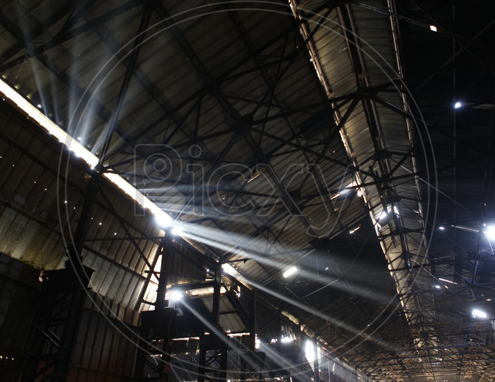 Interior steel structure of a godown or warehouse