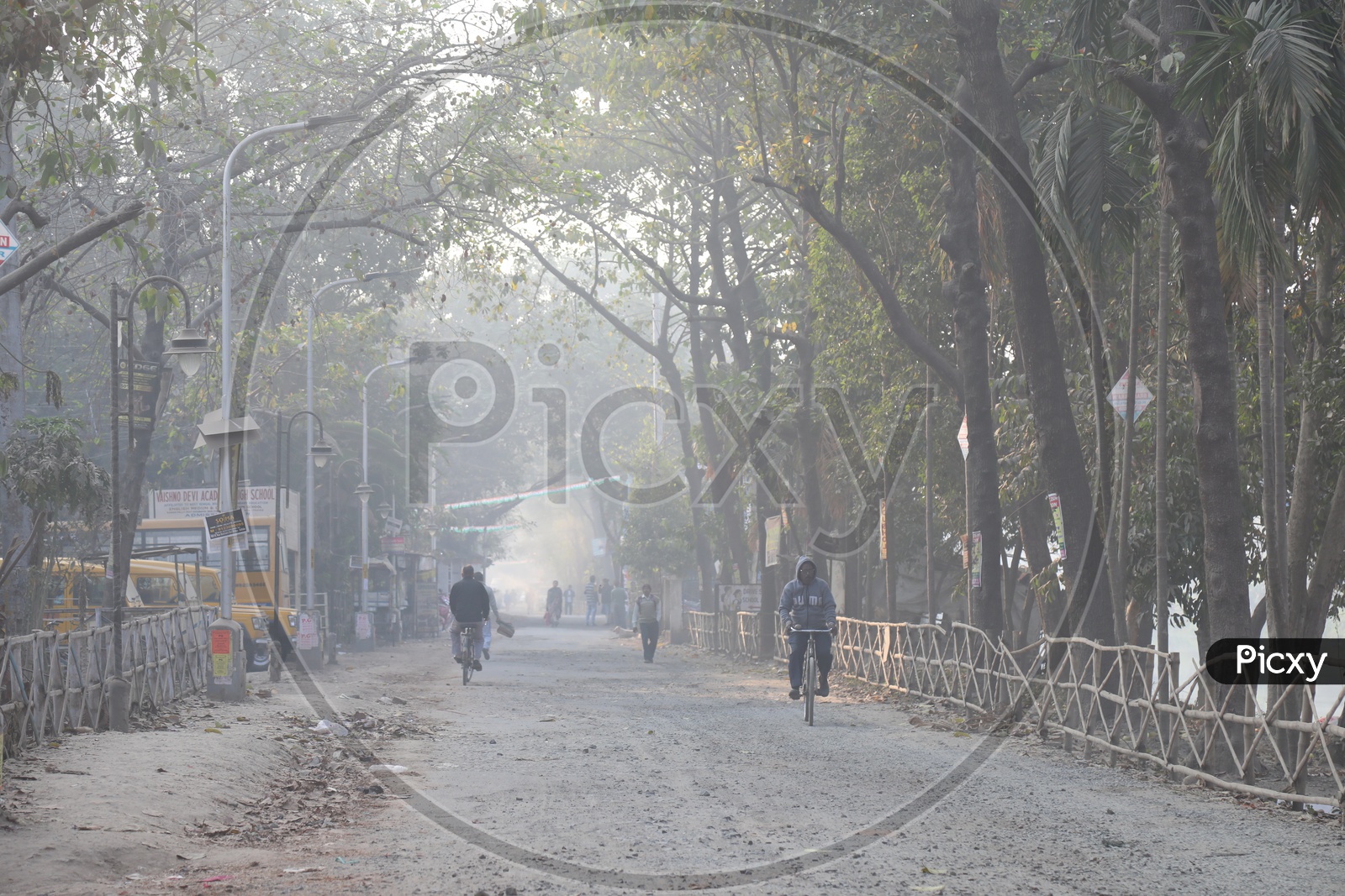 Locals Riding Bicycles On the Streets in Early Mornings