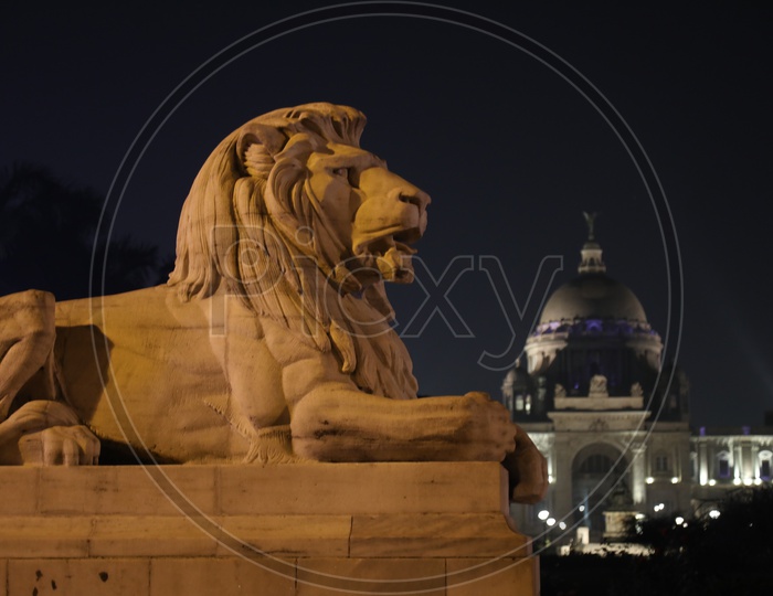 Lion Statue At Victoria Memorial