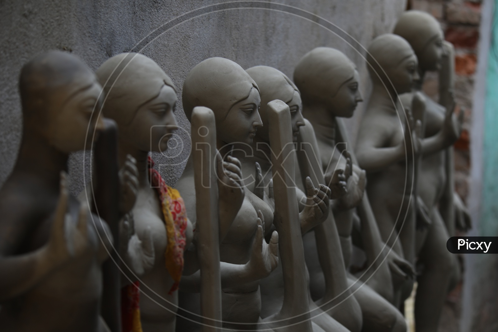 Indian Hindu Goddess Clay Idols in Making
