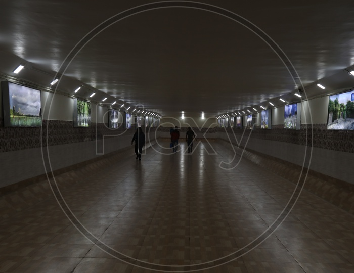 Commuters Using  Underground  Subway