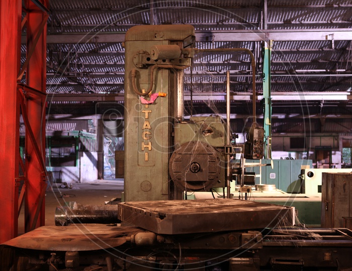 Old machinery in an unused factory