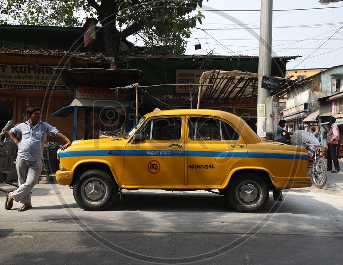 Yellow Colour Taxis On Kolkata Streets