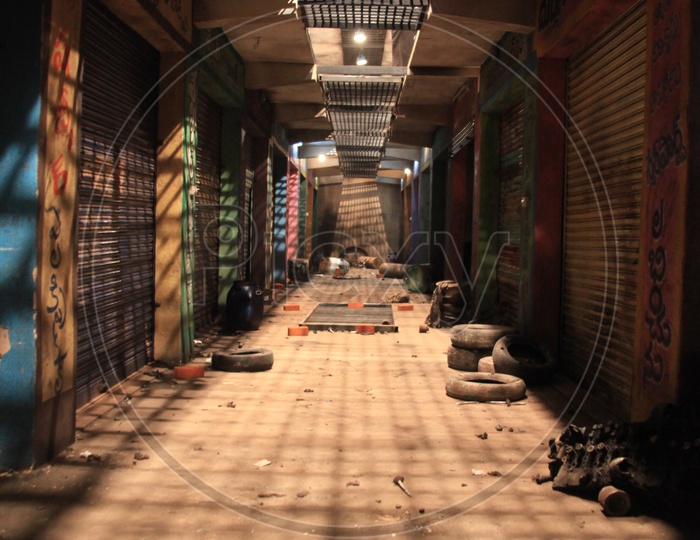Closed shops in a shopping complex