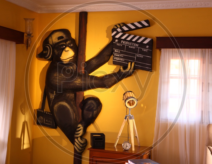 A Monkey Wall Art in a Room