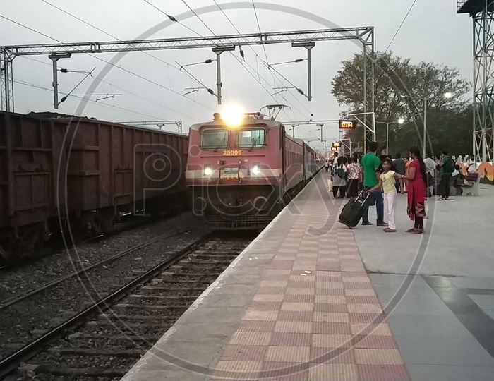Train on Platform in Lingampalli Railway Station