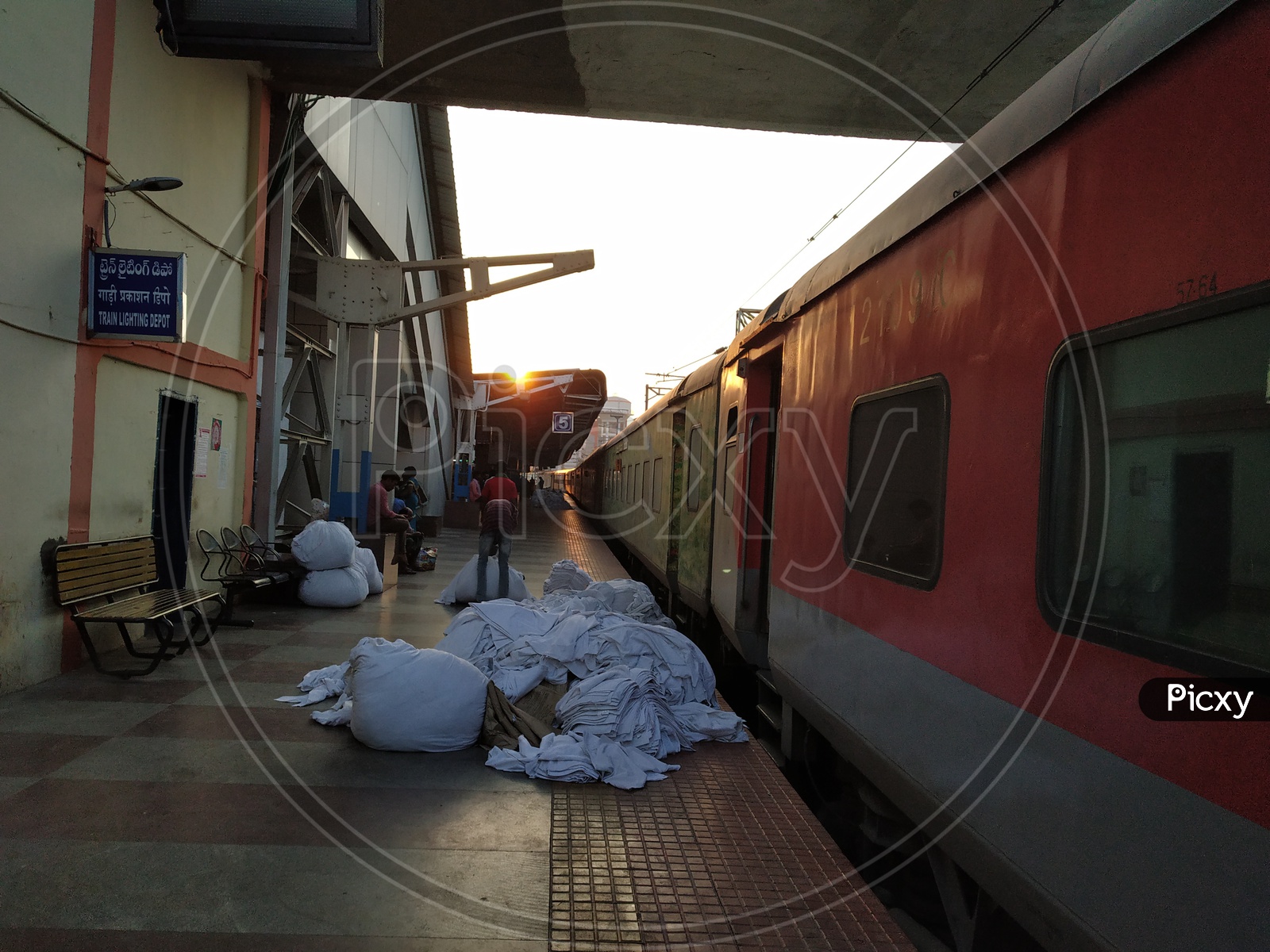 Hospitality Services In Indian Railways Collecting the Bed Sheets From Train