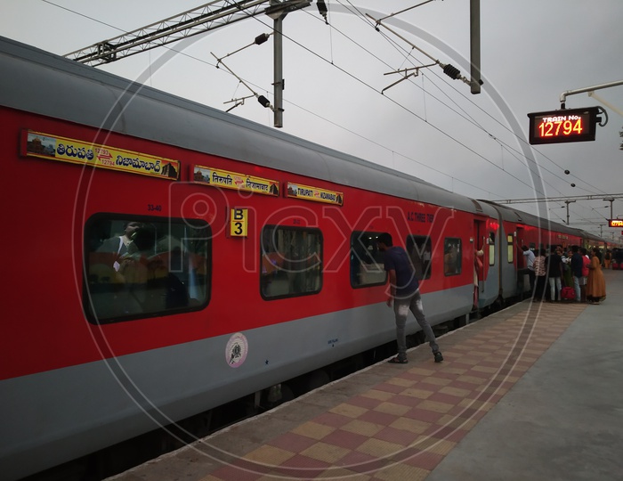 Train on Platform in Lingampalli Railway Station