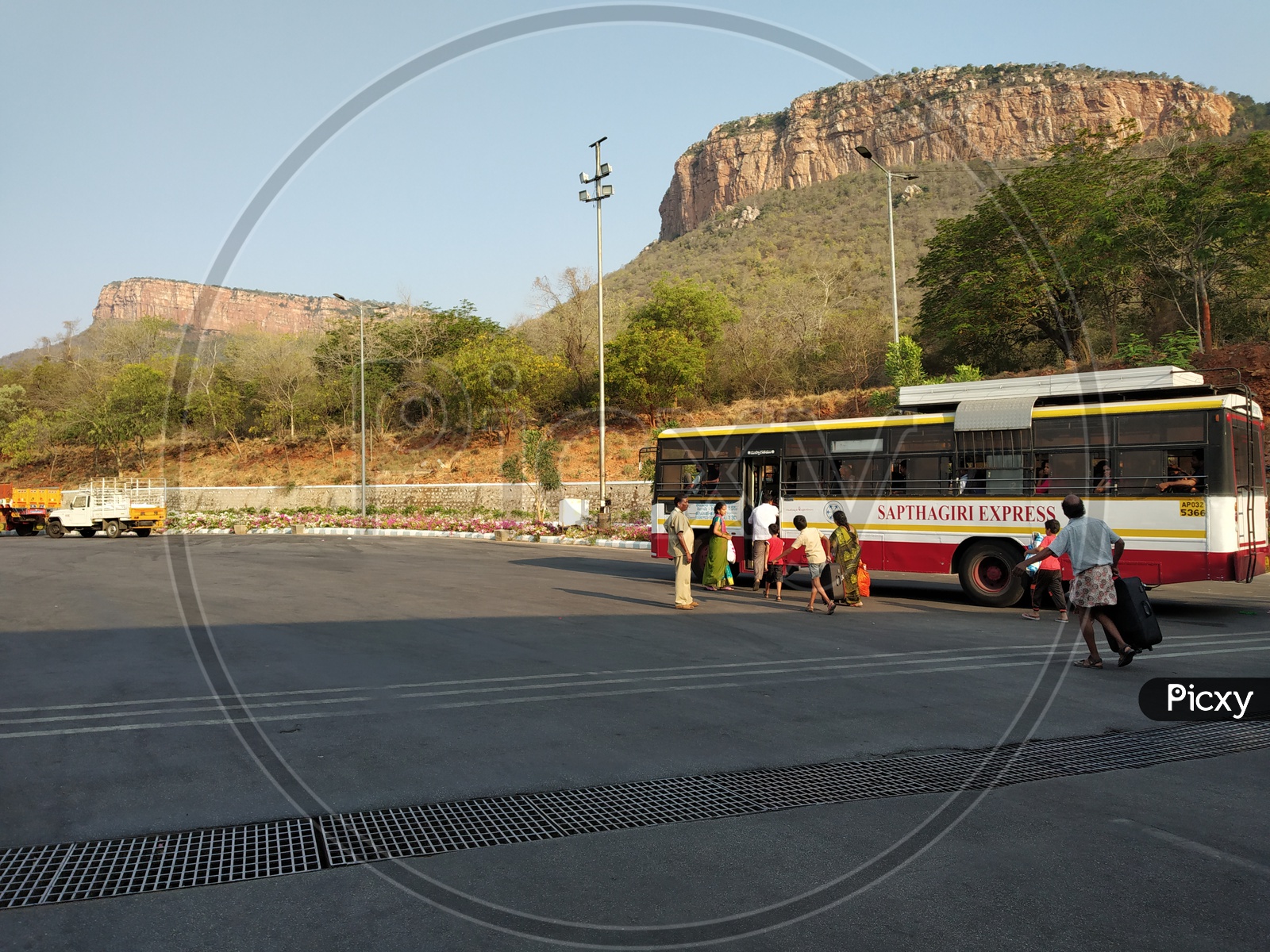 Passengers taking the RTC bus on the Tirumala Ghat Road