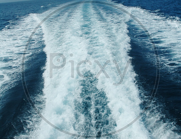 Water ripples Formed In a Sea By Speed Boat Propellers